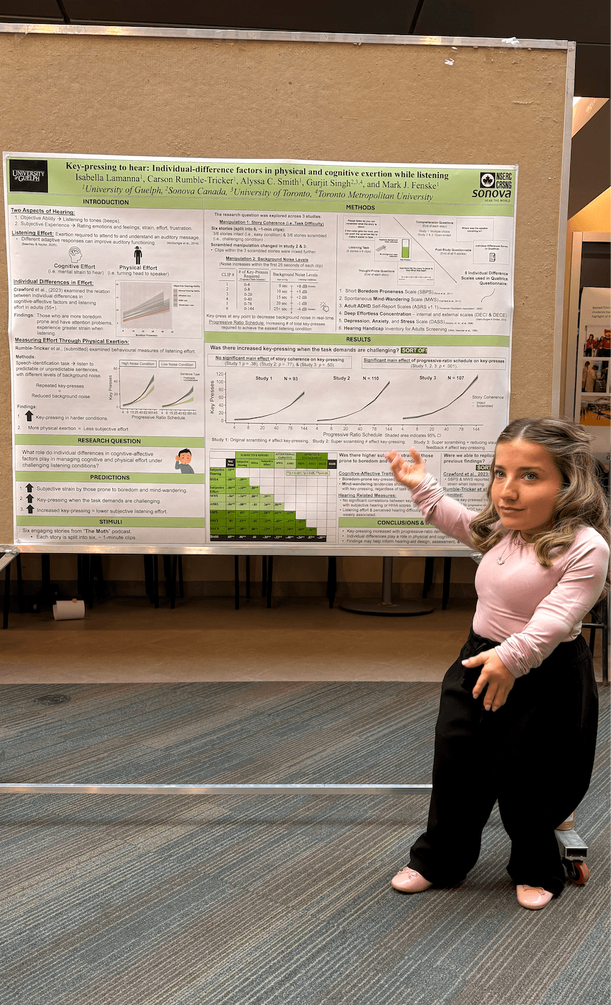 Isabella at the University of Guelph and working with children